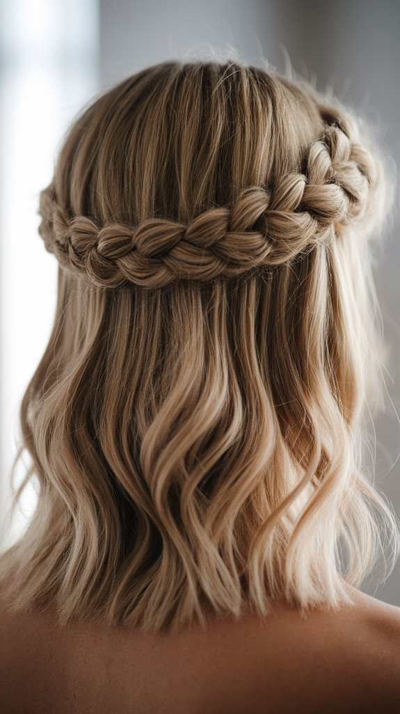 romantic braided crown hairstyle