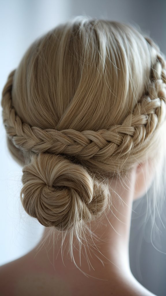 romantic braided halo bun