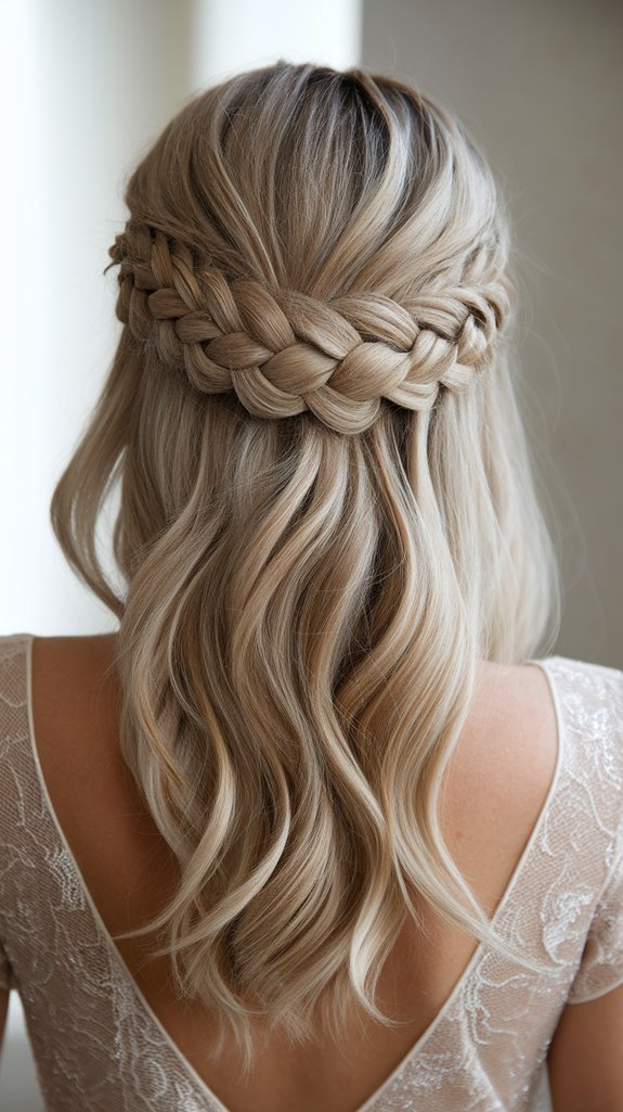 romantic half up braid style
