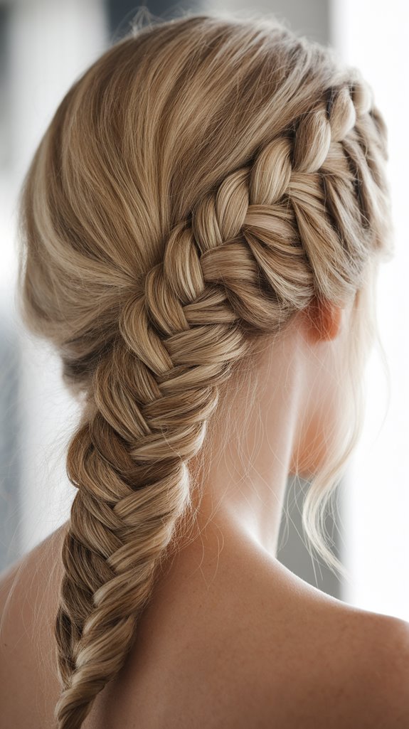 side swept fishtail braid charm