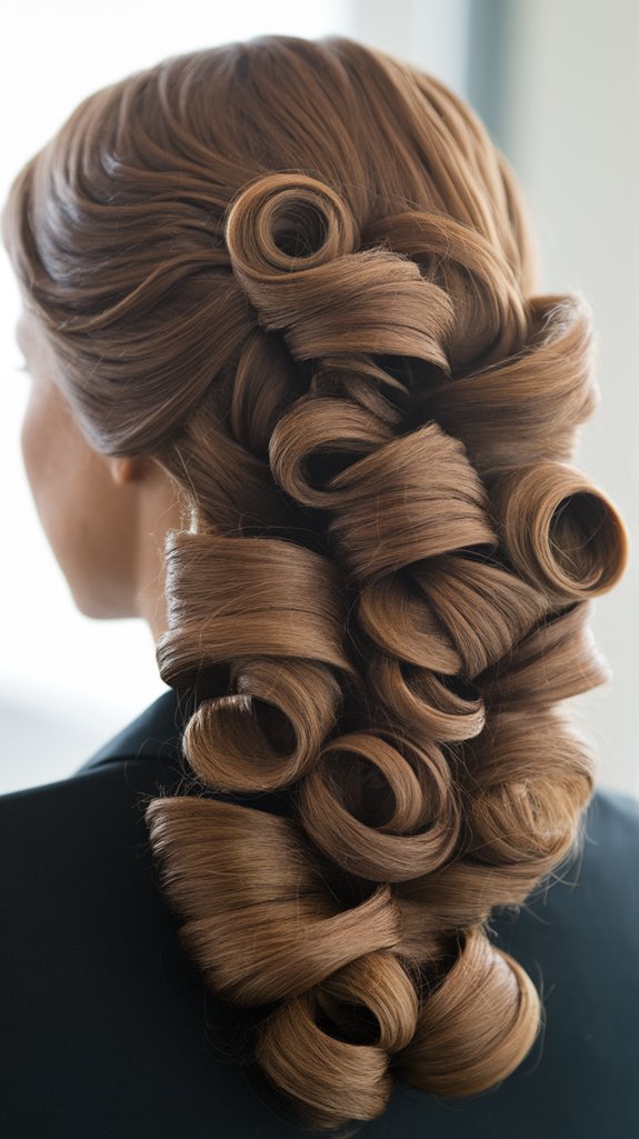 side swept romantic spiral curls