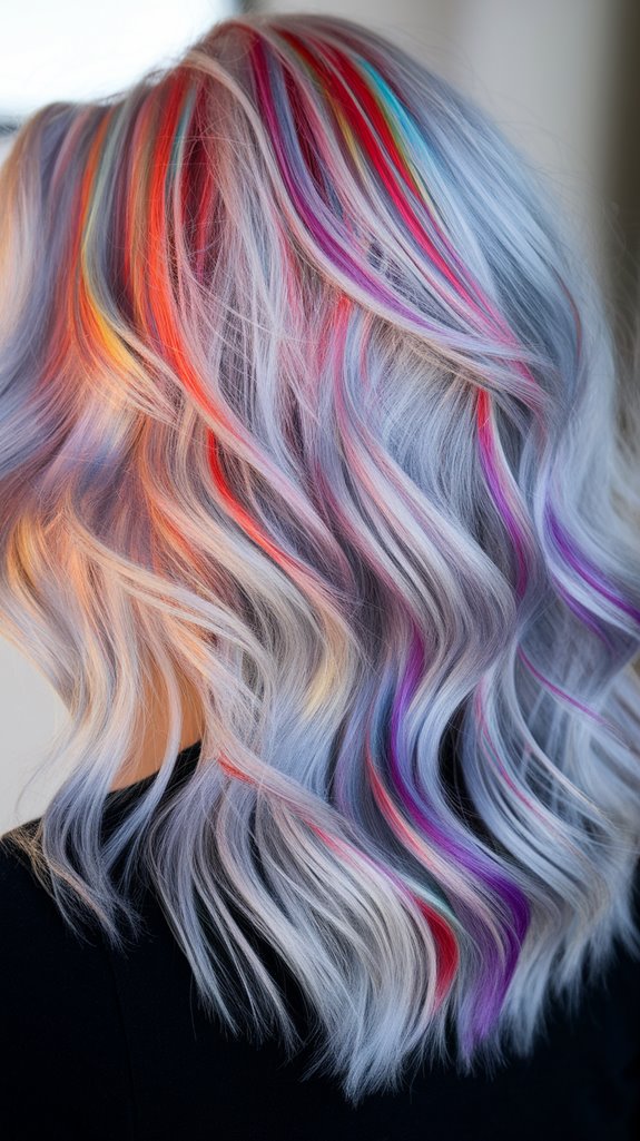 silver base with rainbow highlights