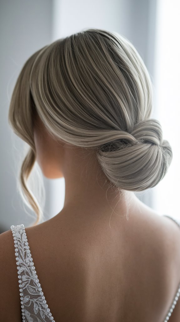 sleek bun with bangs
