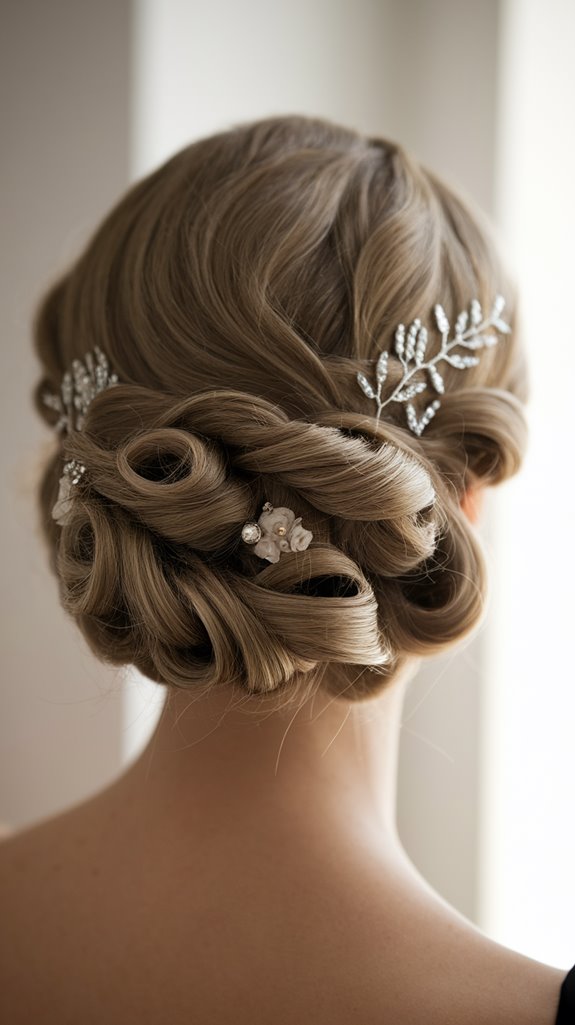 sleek bun with waves
