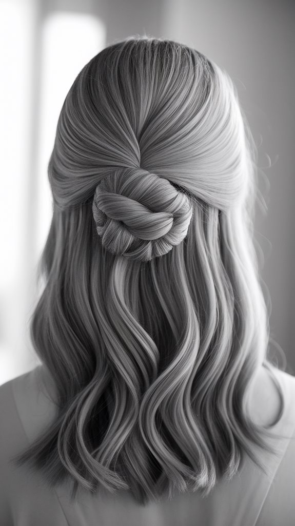 sleek elegant half up bun
