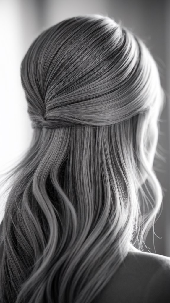 sleek half up leave in style