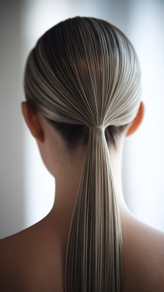 sleek low ponytail styling