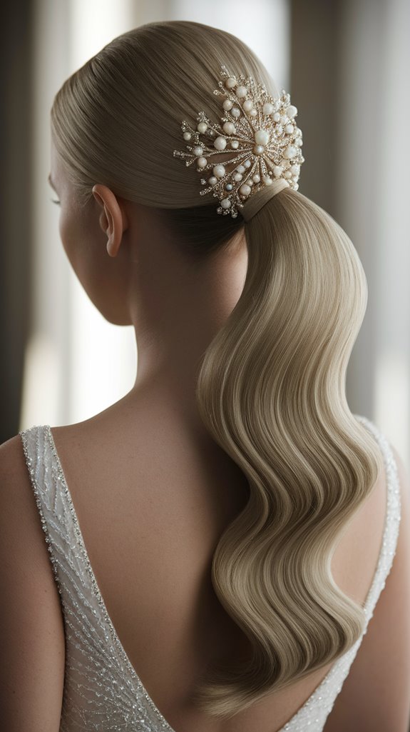 sleek ponytail with accessories
