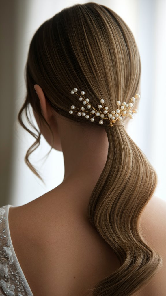 sleek ponytail with accessories