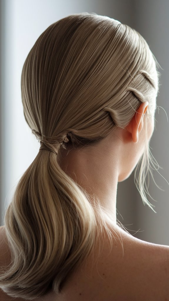 sleek twists in ponytail