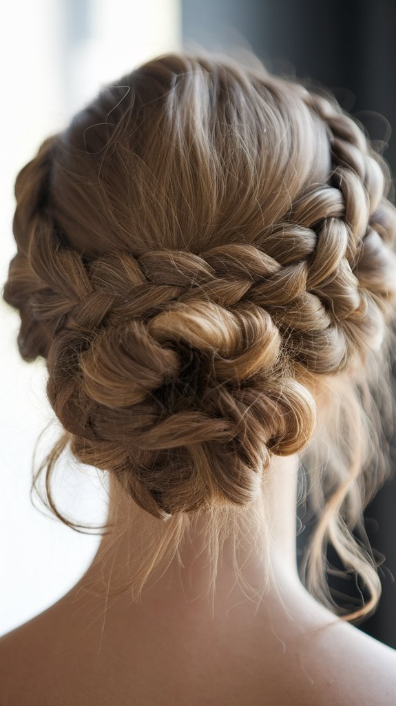 sophisticated twisted crown updo