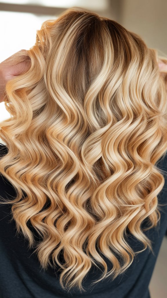 sunlit blonde balayage curls