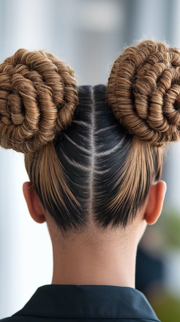 textured curls double buns