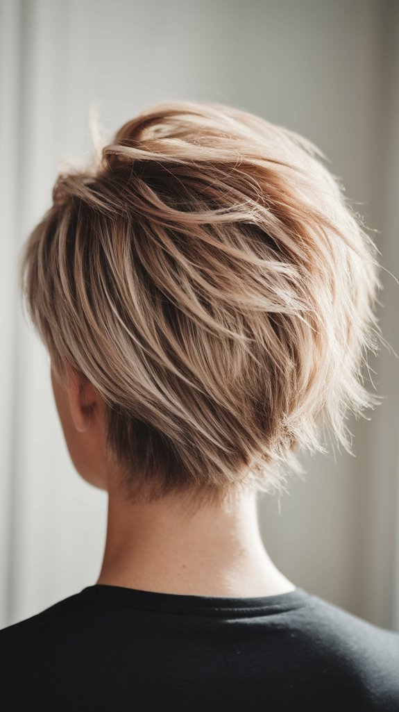 textured pixie hairstyle with bangs
