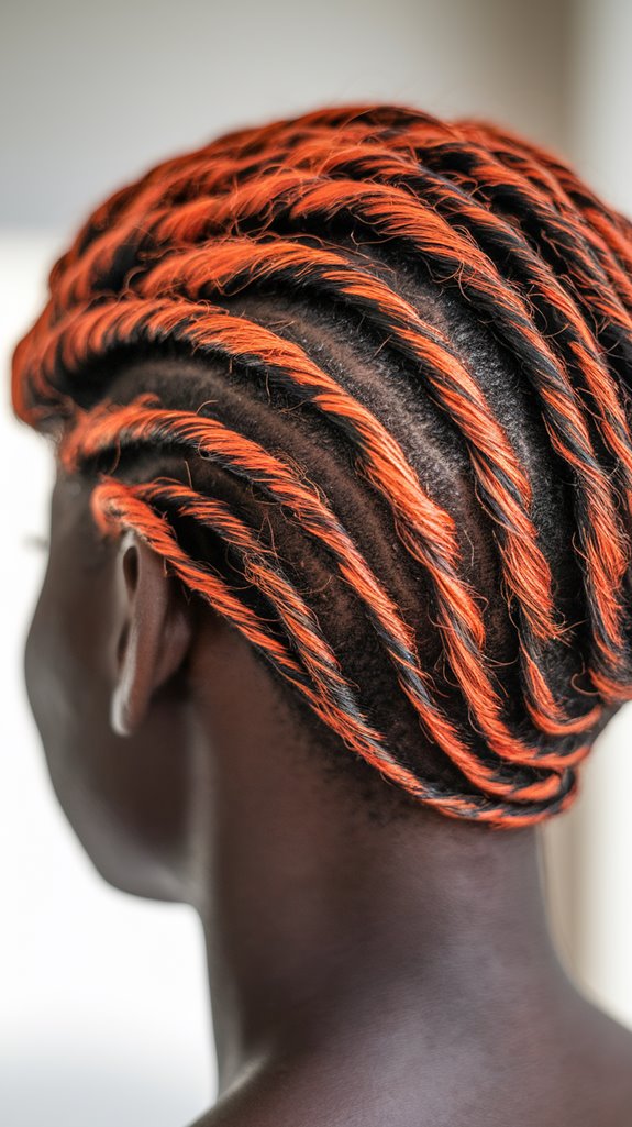 vibrant copper hair highlights