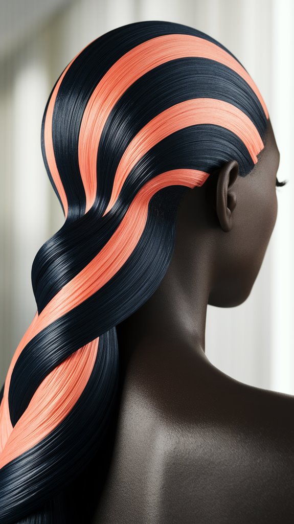 vibrant coral and peach accents