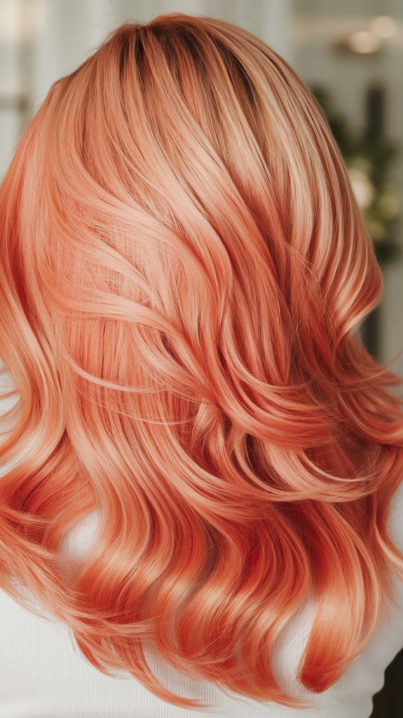 vibrant peachy coral tones