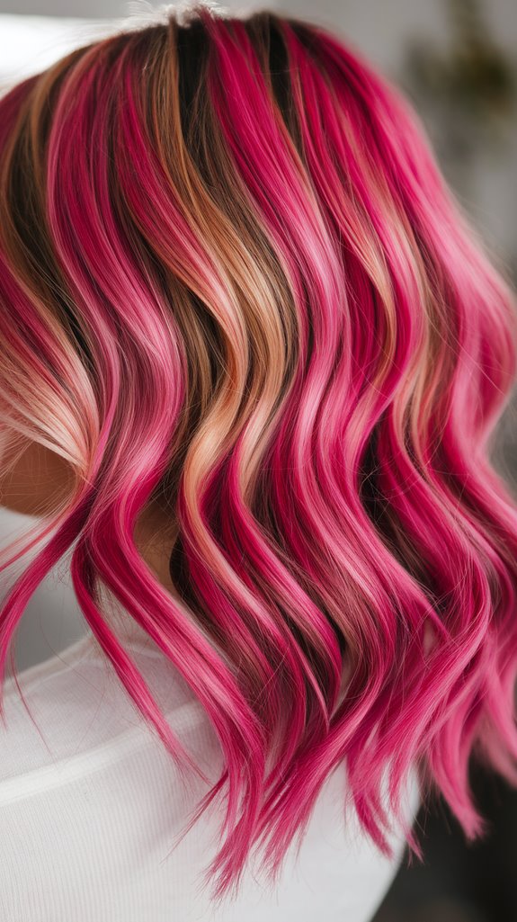 vibrant pink with caramel layers