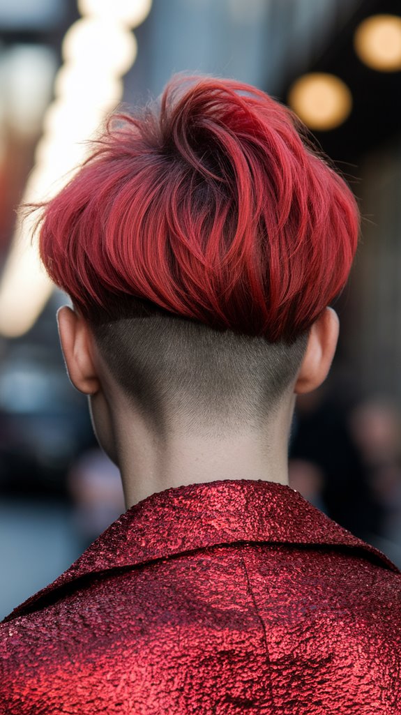 vibrant red highlighted undercut