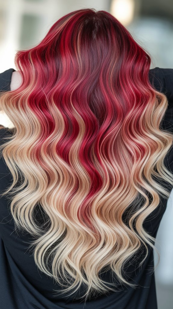 vibrant red to blonde gradient