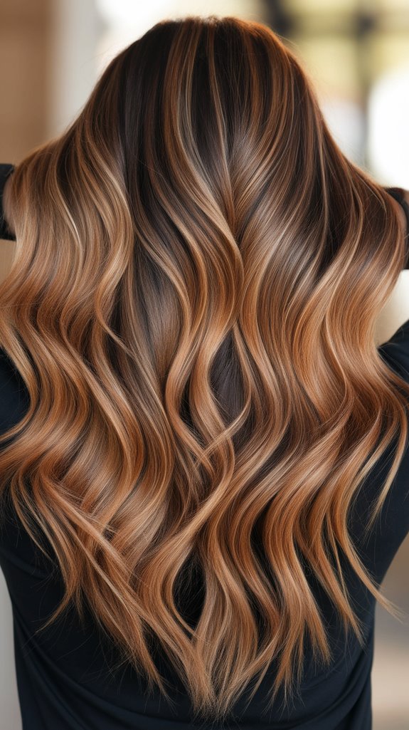warm caramel balayage highlights
