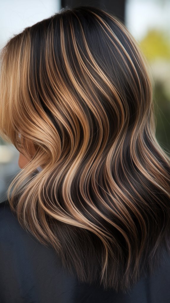 warm caramel chocolate highlights